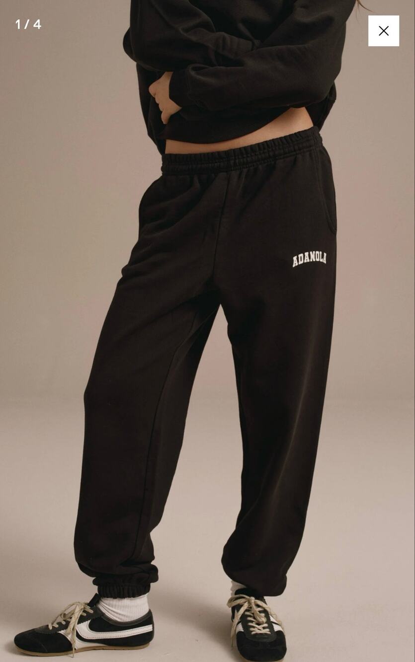ADANOLA Varsity Sweatpants - Black Size Small